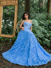 Elegant Sheer Bodice 3D Flower Cami Prom Dress